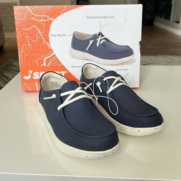 J SPORT Wenden Casual Slip-On Shoes/Navy Canvas/Rubber Soles - Picture 1 of 8